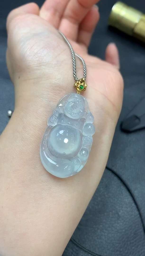 吊坠(不含链)18K金镶嵌翡翠佛