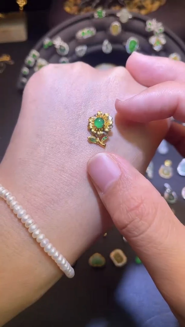 吊坠(不含链)银S925镶嵌翡翠1