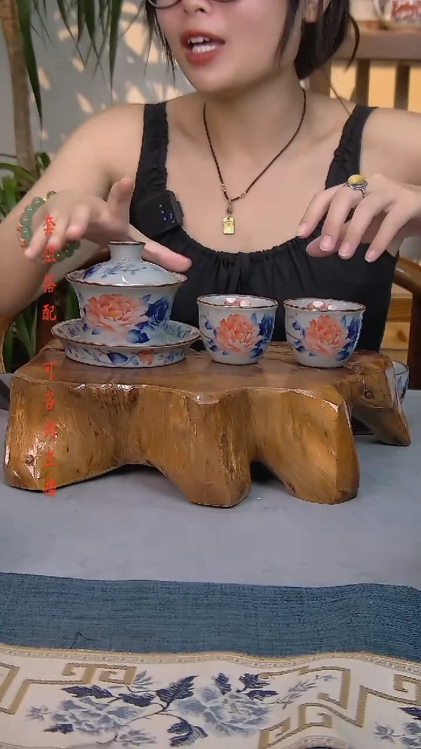 3件套陶瓷茶具老陶泥开片纹