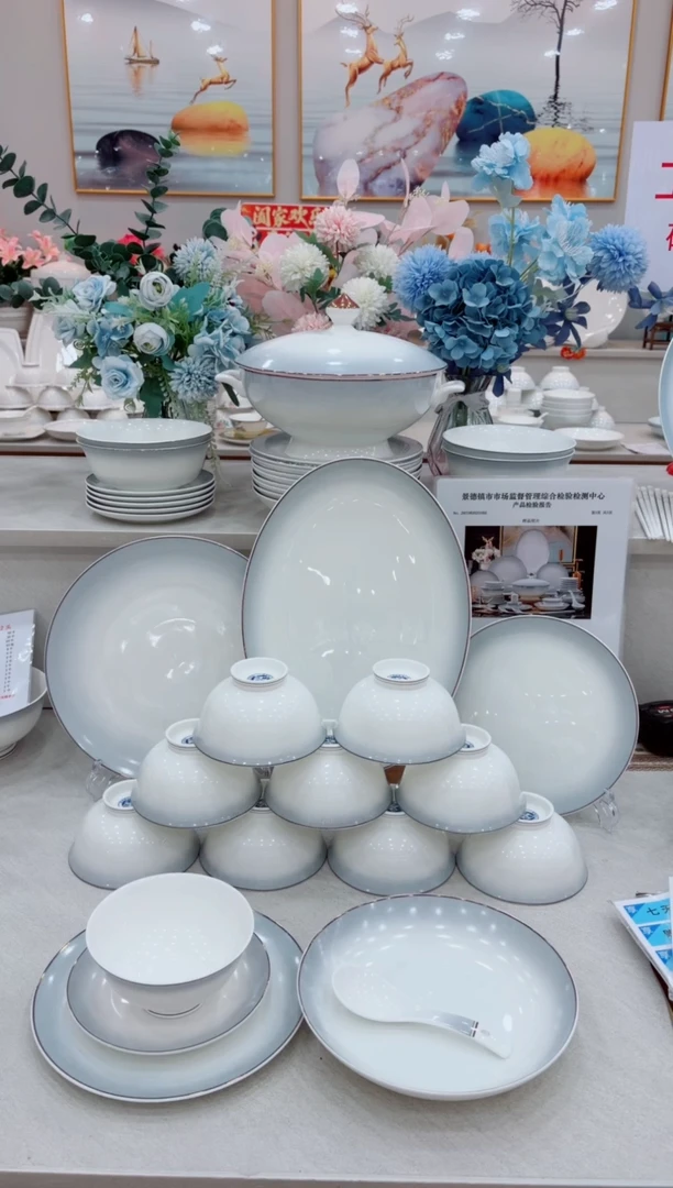 瓷渐变灰单拍20个米饭碗