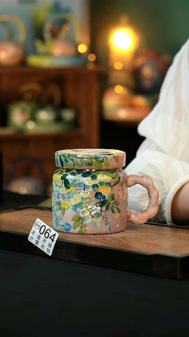 杯手绘心瓷陶瓷浮力微瑕