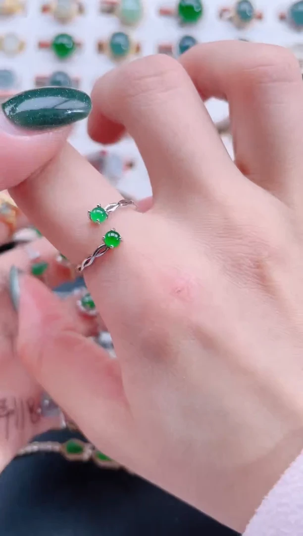 银S925镶嵌戒指翡翠天然翡翠