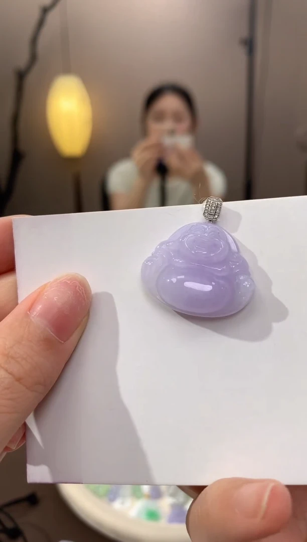 翡翠18K金镶嵌颈饰天然缅甸a货翡翠