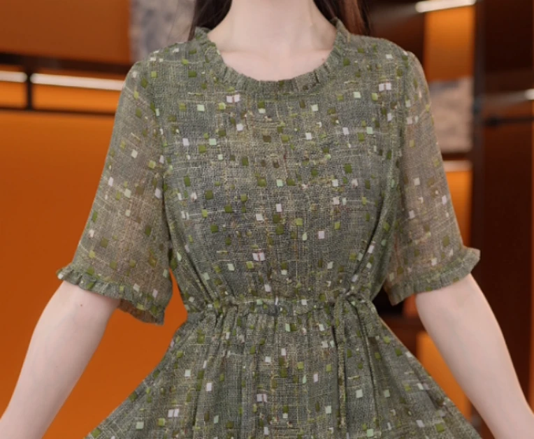 【送腰带】云想2025新款新中式国风设计感气质连衣裙L028艾青