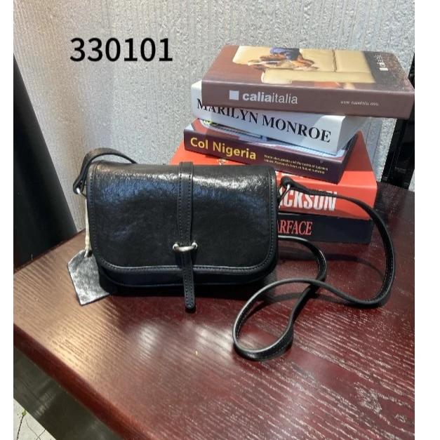 MISS MIN 330101植鞣头层牛皮复古质感时尚韩真皮女斜挎包单肩包