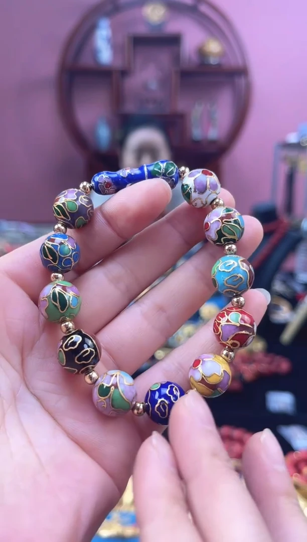 非遗 景泰蓝手串 1.2 多宝福豆