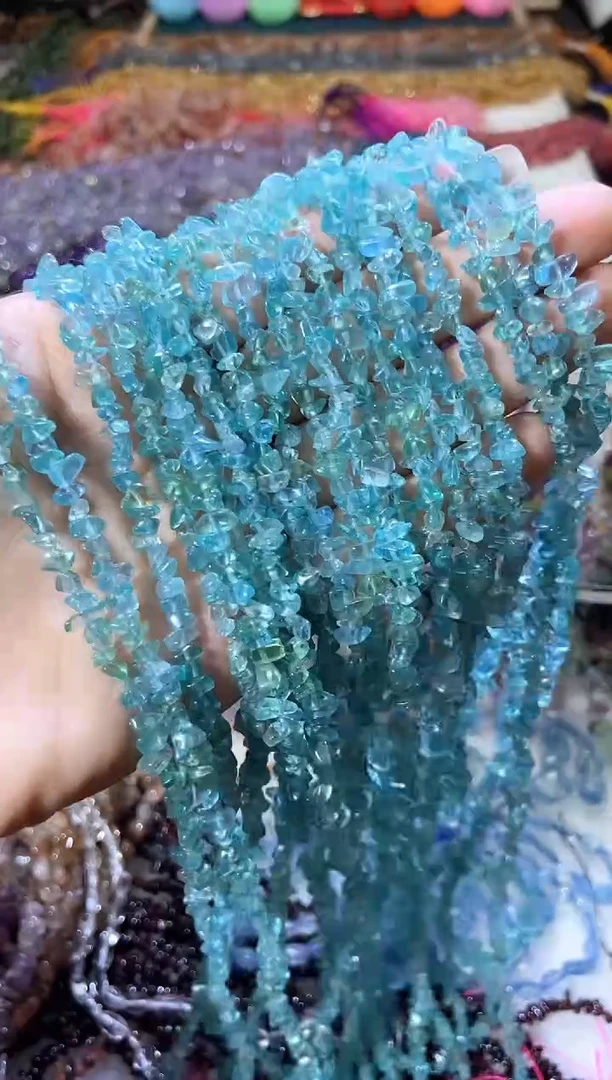 水晶珠宝半成品未镶嵌卡3-5小蓝磷灰