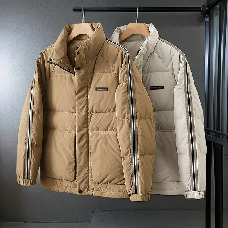 【退货补运费】时尚休闲立领秋冬上衣厚款鸭绒男士保暖羽绒服8066
