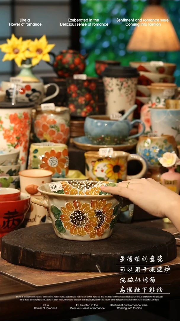 陶瓷景德镇高温釉下彩手工手绘款式@A0367@