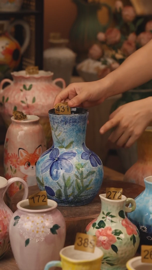 陶瓷431景德镇设计师手作花器摆件侘寂风