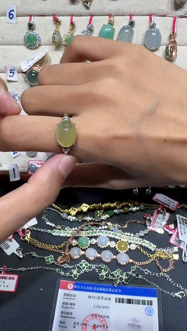 翡翠戒指银S925镶嵌戒指264