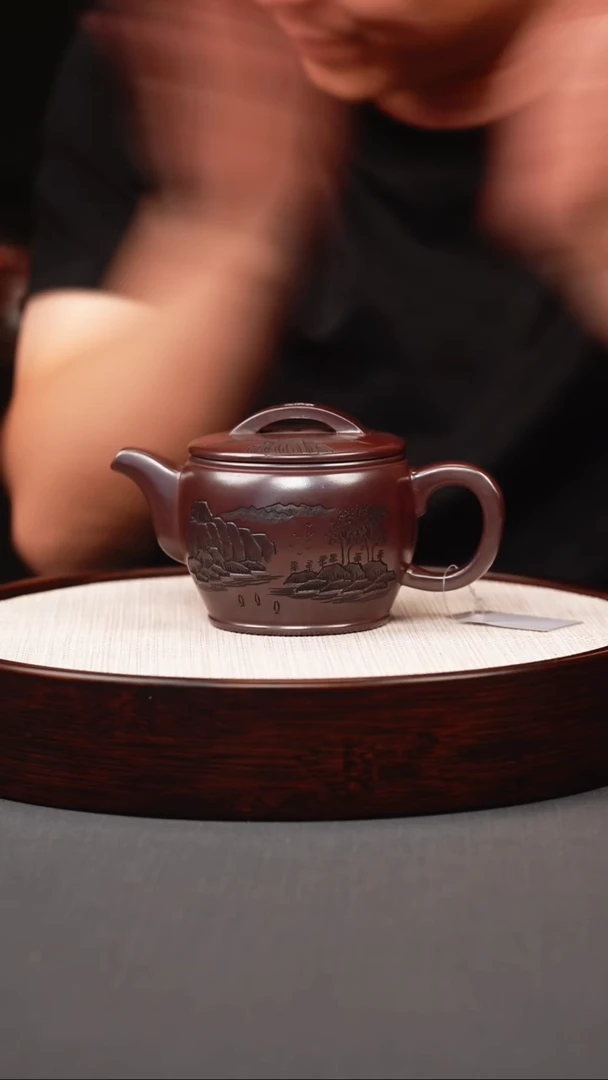 茶壶紫砂石红观山汉瓦