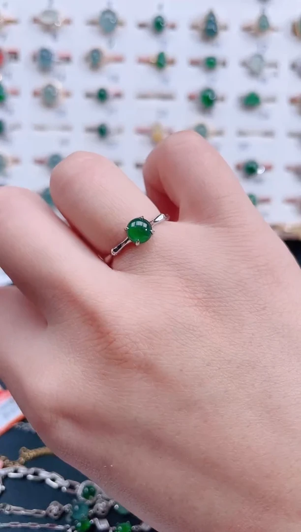 银S925镶嵌戒指翡翠天然翡翠