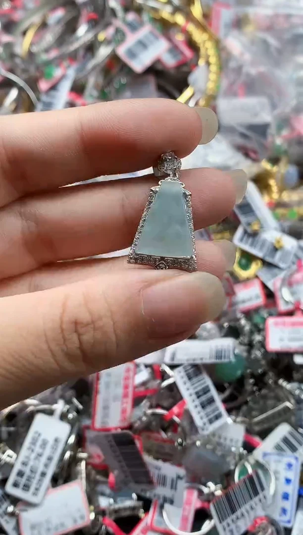 银S925镶嵌戒指翡翠天然A货缅甸翡翠