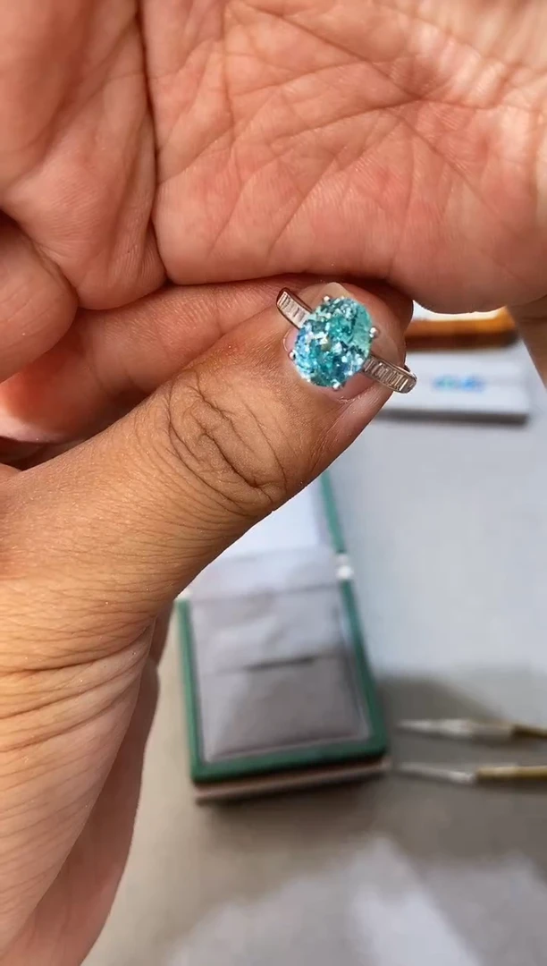 碧玺戒指银S925镶嵌........