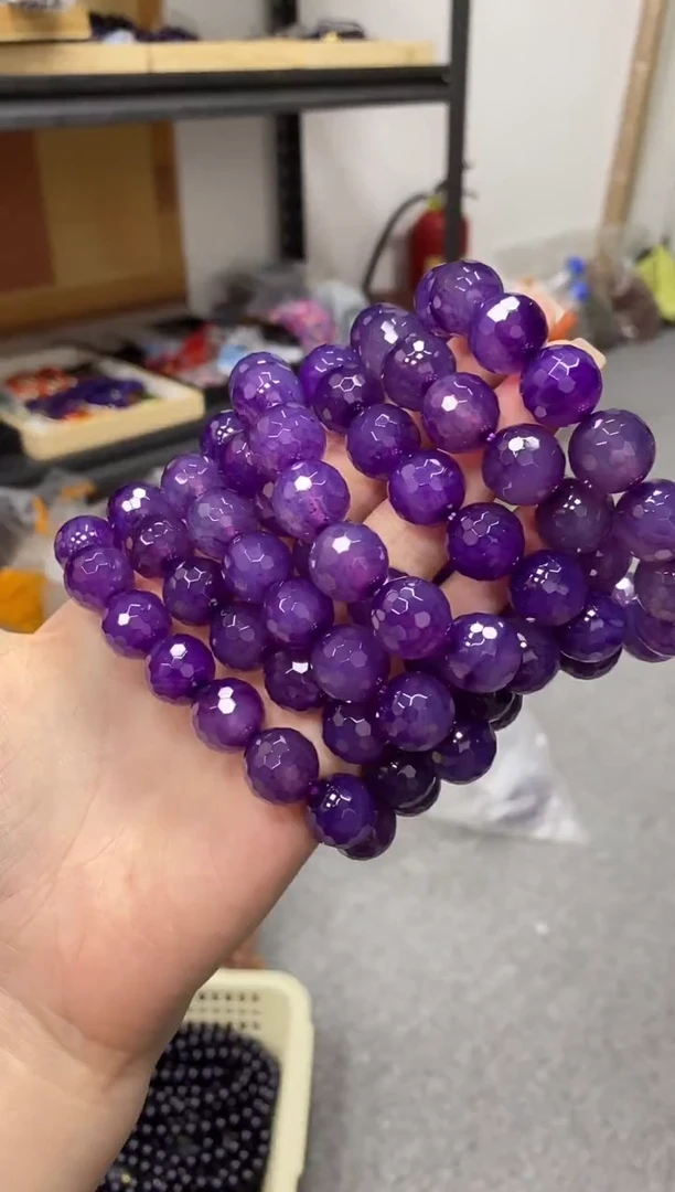 玛瑙/玉髓手串未镶嵌卡14紫钻玛瑙手串多样性发一件