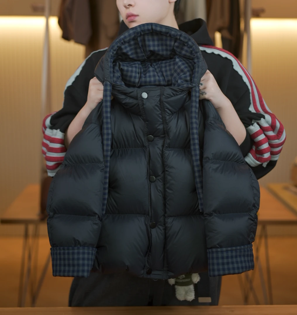 【小蛋壳】【双倍充绒】儿童冬季新款男童撞色连帽白鸭绒羽绒服DK889