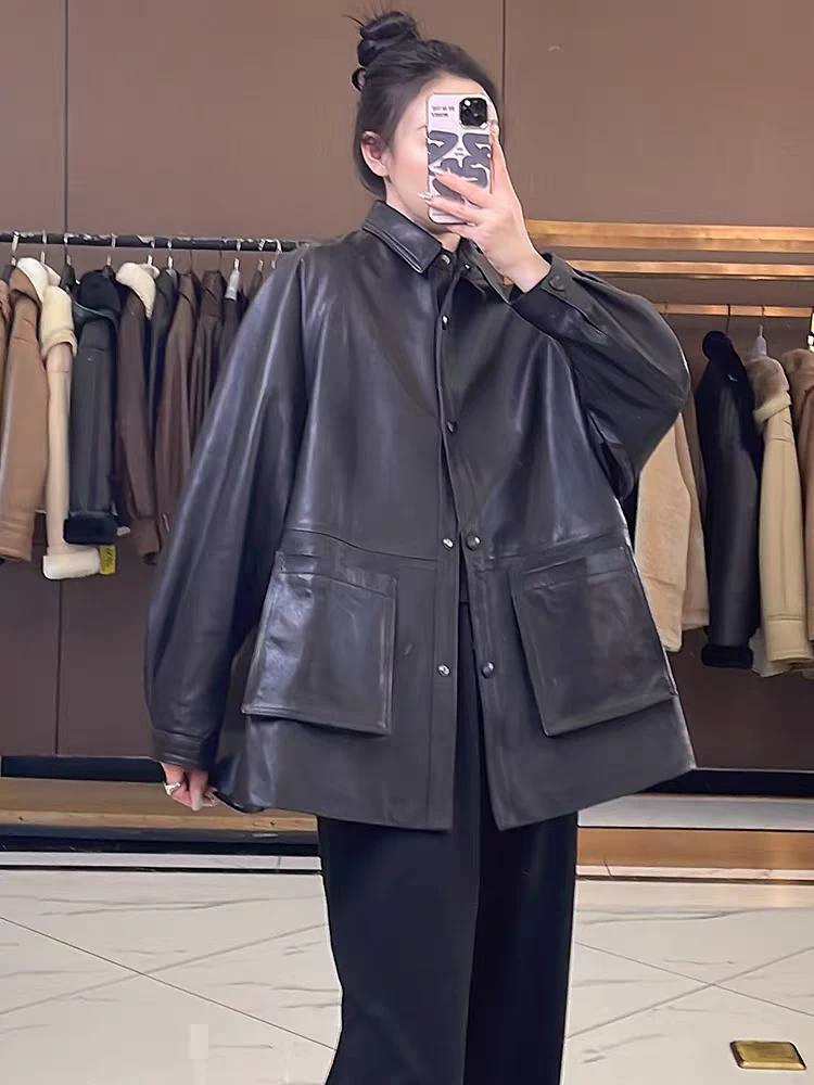 【禾女服饰】23010秋季新款水洗蛋白皮高品质风衣