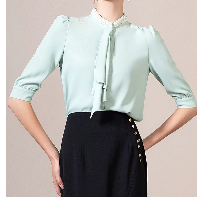 B9182衬衫职业女装2025新款夏季薄款工作服气质通勤衬衣接待制服S