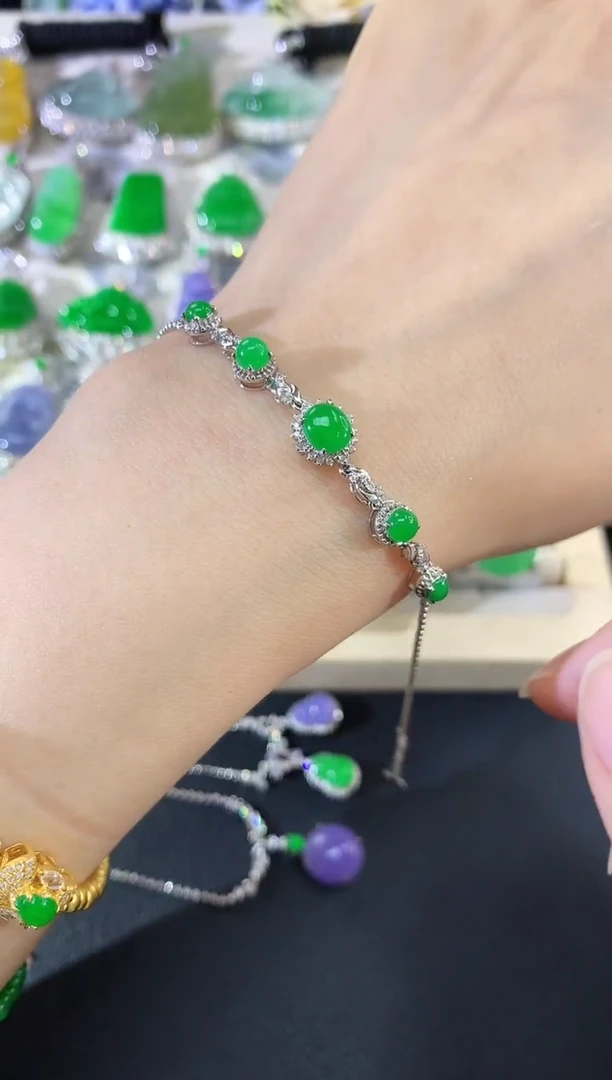 18K金镶嵌手链翡翠123|6980