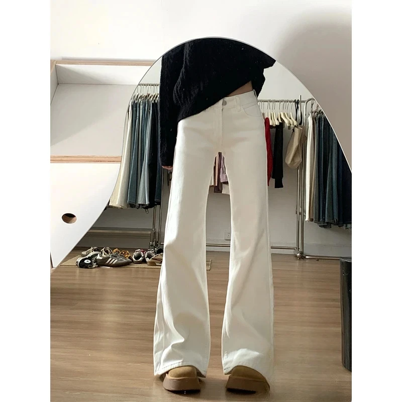 美式复古辣妹低腰微喇牛仔裤女2025夏季新款宽松显瘦拖地直筒裤子