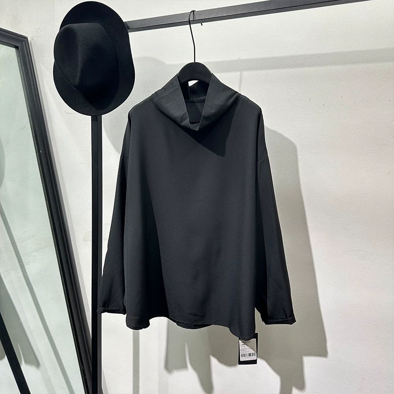 设计款春秋高领卫衣男女时尚九分袖打底衫短款外套-6340