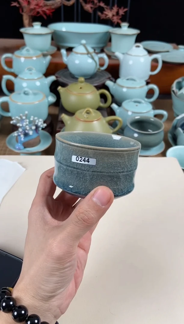 【闪购商品】其他244号瑕竹节杯仿北宋天蓝晨星曦