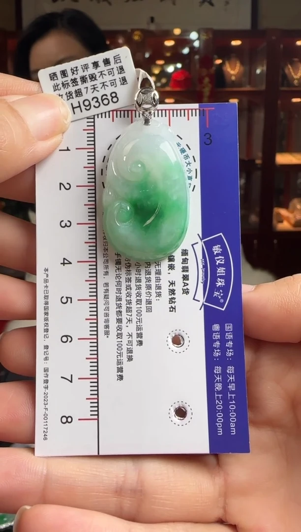 【闪购商品】翡翠颈饰18K金镶嵌H9368冰飘绿如意