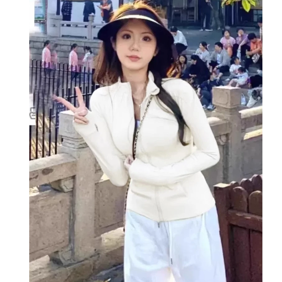 立领修身防晒衣女款UPF50+瑜伽服显瘦2025新款夏季透气长袖户外