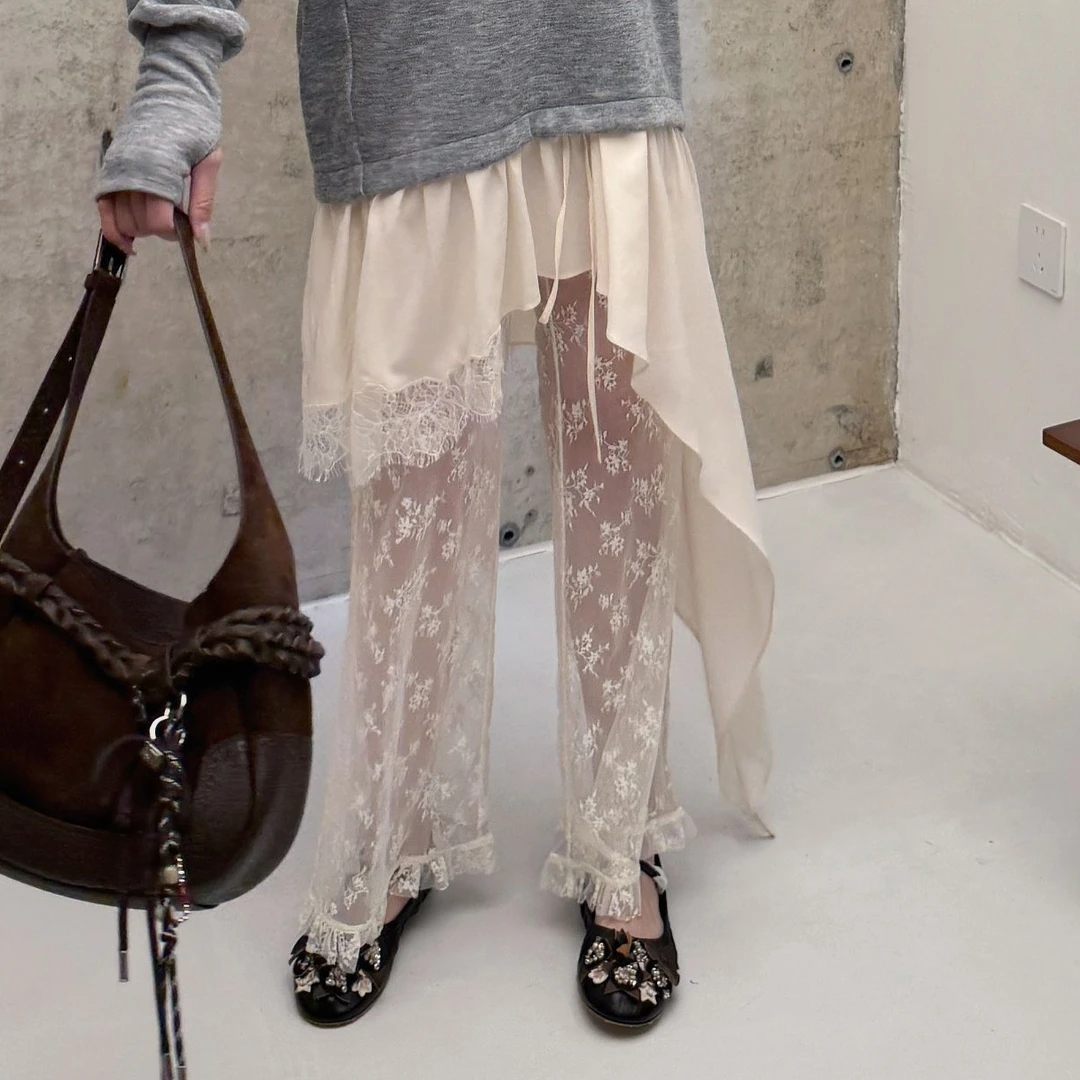 YSEVENTEEN 蕾丝木耳边喇叭裤 Y550212