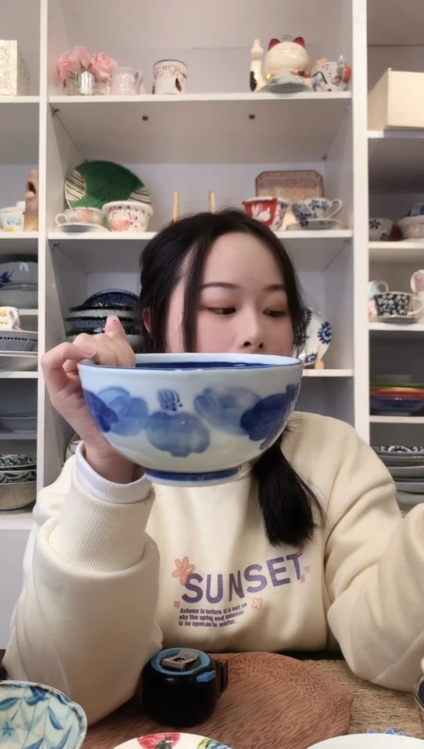 陶瓷【微瑕】美浓烧花山面碗16cm