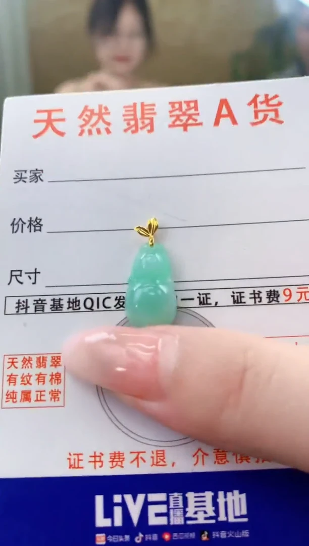 颈饰18K金镶嵌翡翠天然A货翡翠挂件