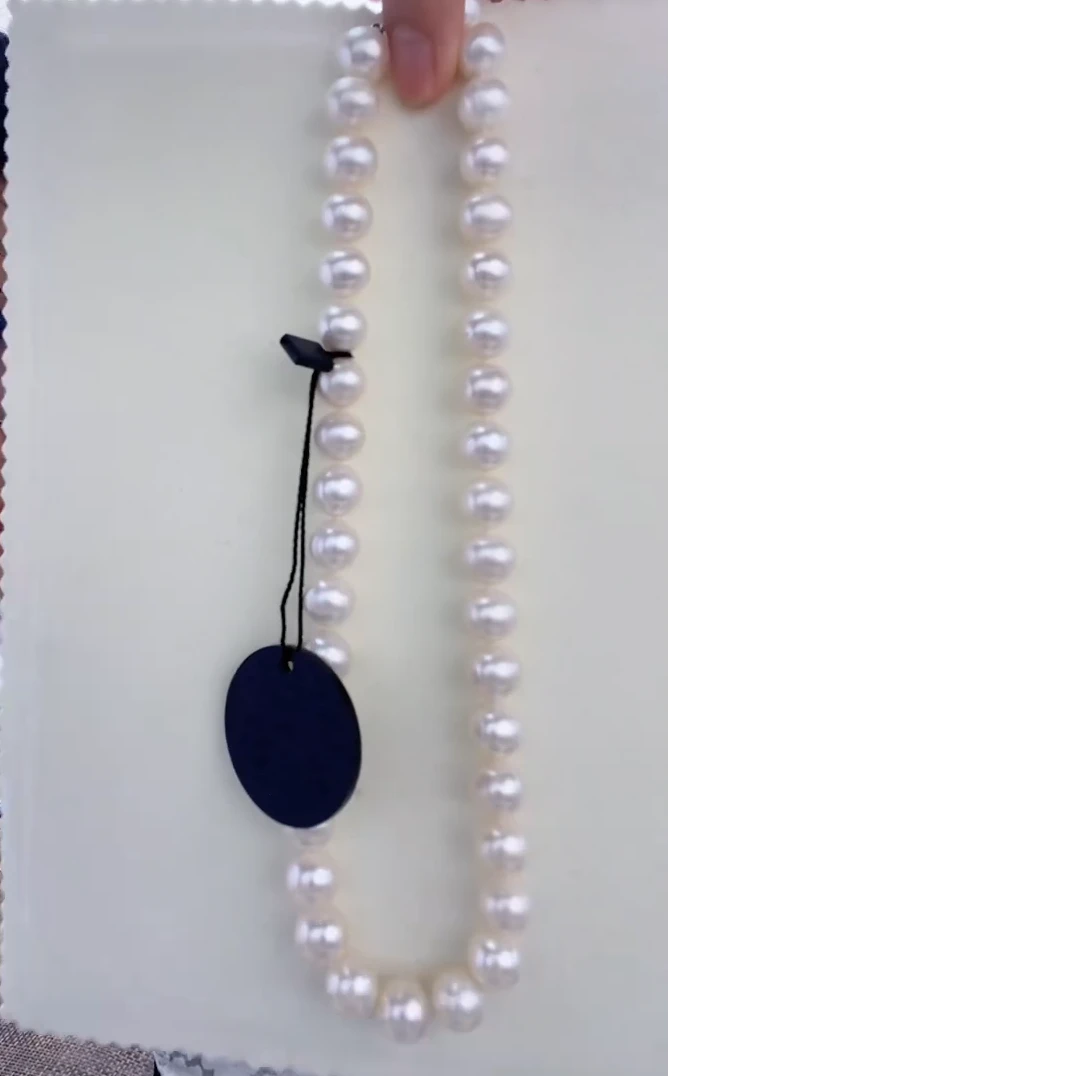 湖畔之梦10-12mm淡水大点位无核珍珠黑标特选项链S925银