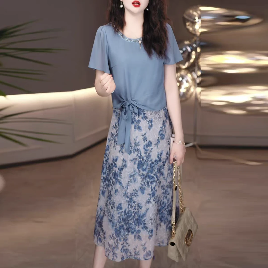 轻奢琉璃丝显瘦法式复古A字中长款连衣裙2025夏季新款显瘦礼服裙