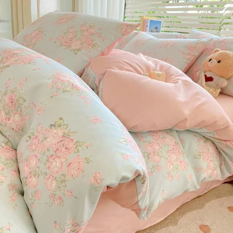 四件套【花影】有氧提花双层纱母婴级A类韩版碎花柔软透气四件