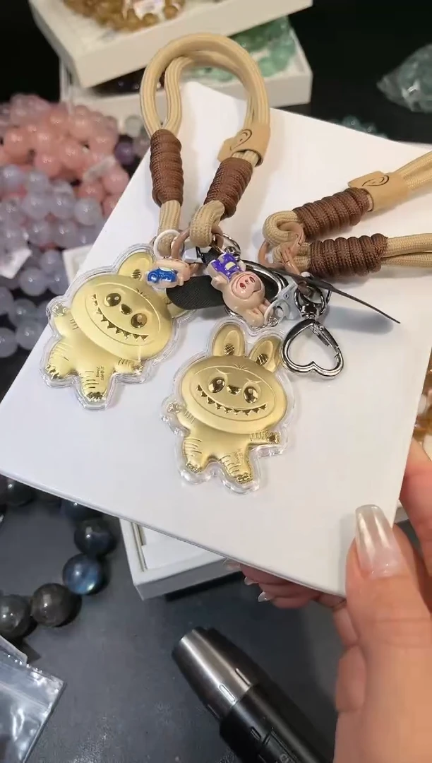 水晶手链未镶嵌多样性发一金布布挂件（咖）