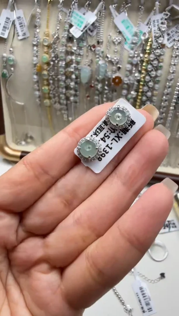 银S925镶嵌戒指翡翠耳饰