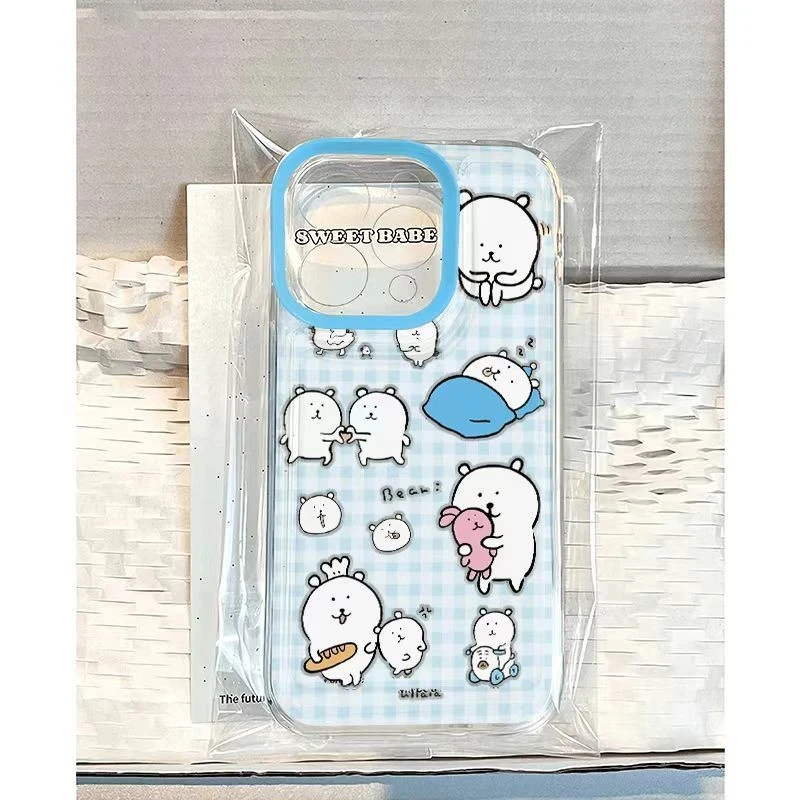 蓝格纹自嘲熊适用opporeno14手机壳13/12软11proplus配件10/9/8套