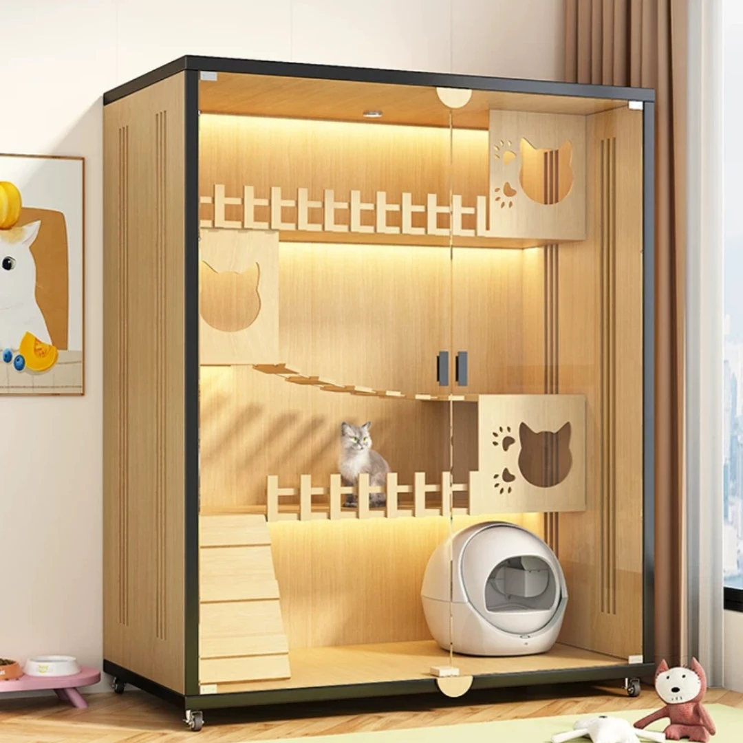猫别墅木质超大空间宠物家用简约笼子可视现代室内别墅猫笼