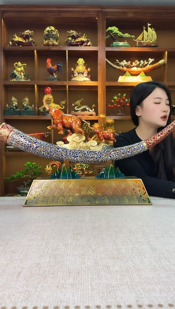 黄铜承*大漆象牙高度44长度66