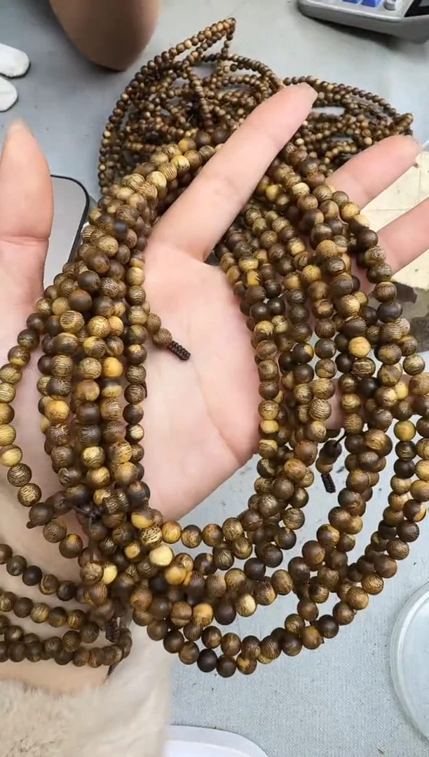 沉香手串0611虎斑棋圆珠多圈多样性发一