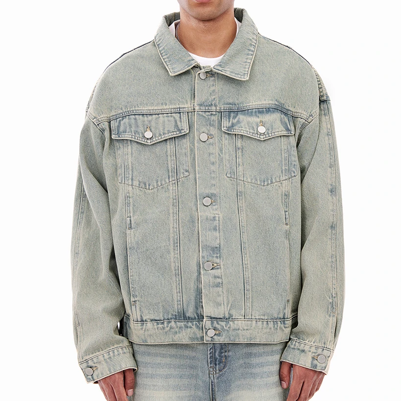 水洗做旧牛仔外套女春季宽松情侣复古休闲翻领夹克