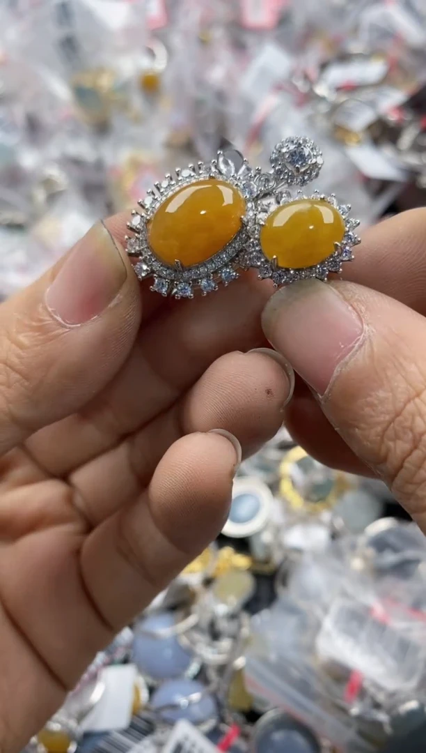 银S925镶嵌戒指翡翠777               6