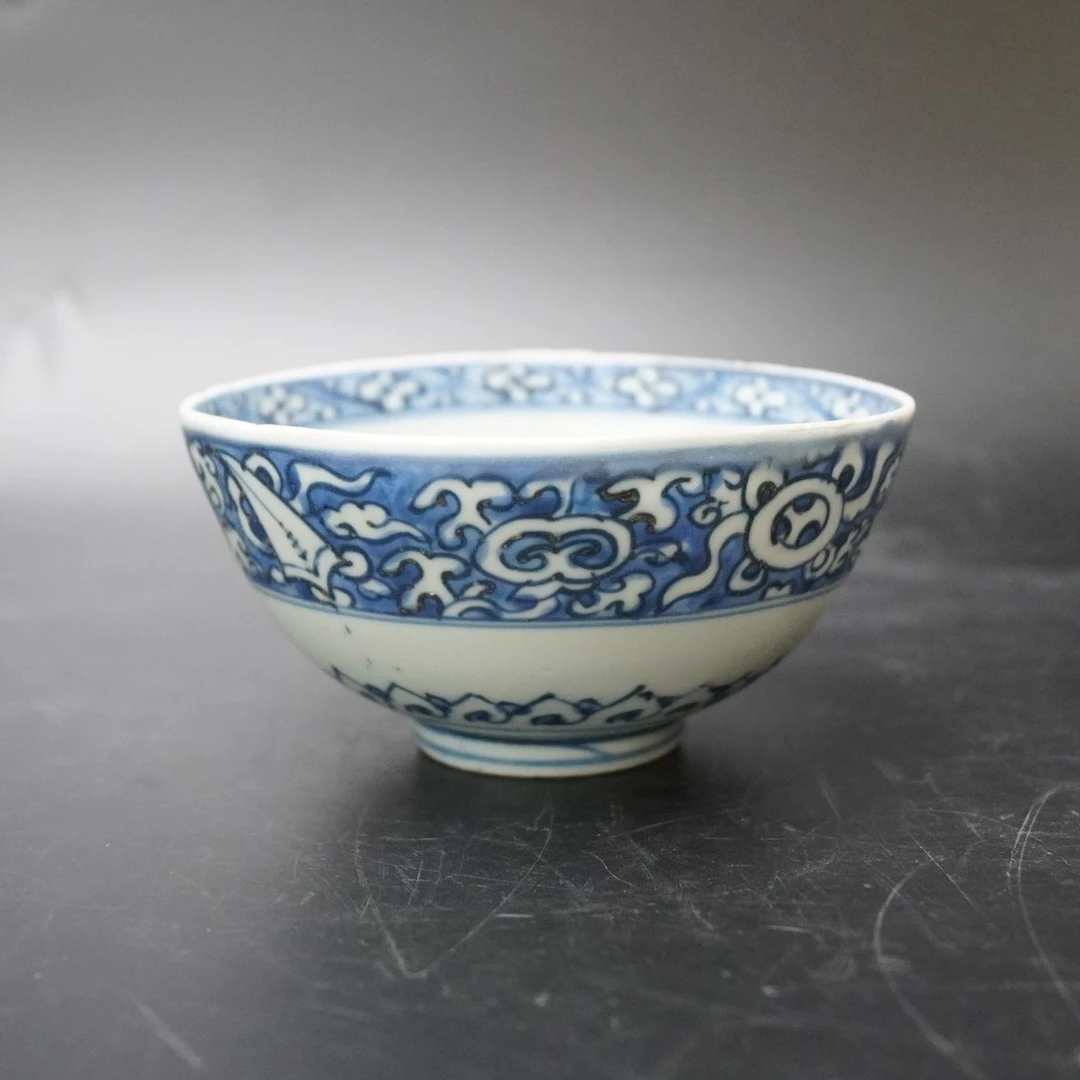 Lot.25090631明晚期青花花卉纹碗 高：约6.1cm直径：约12.6cm