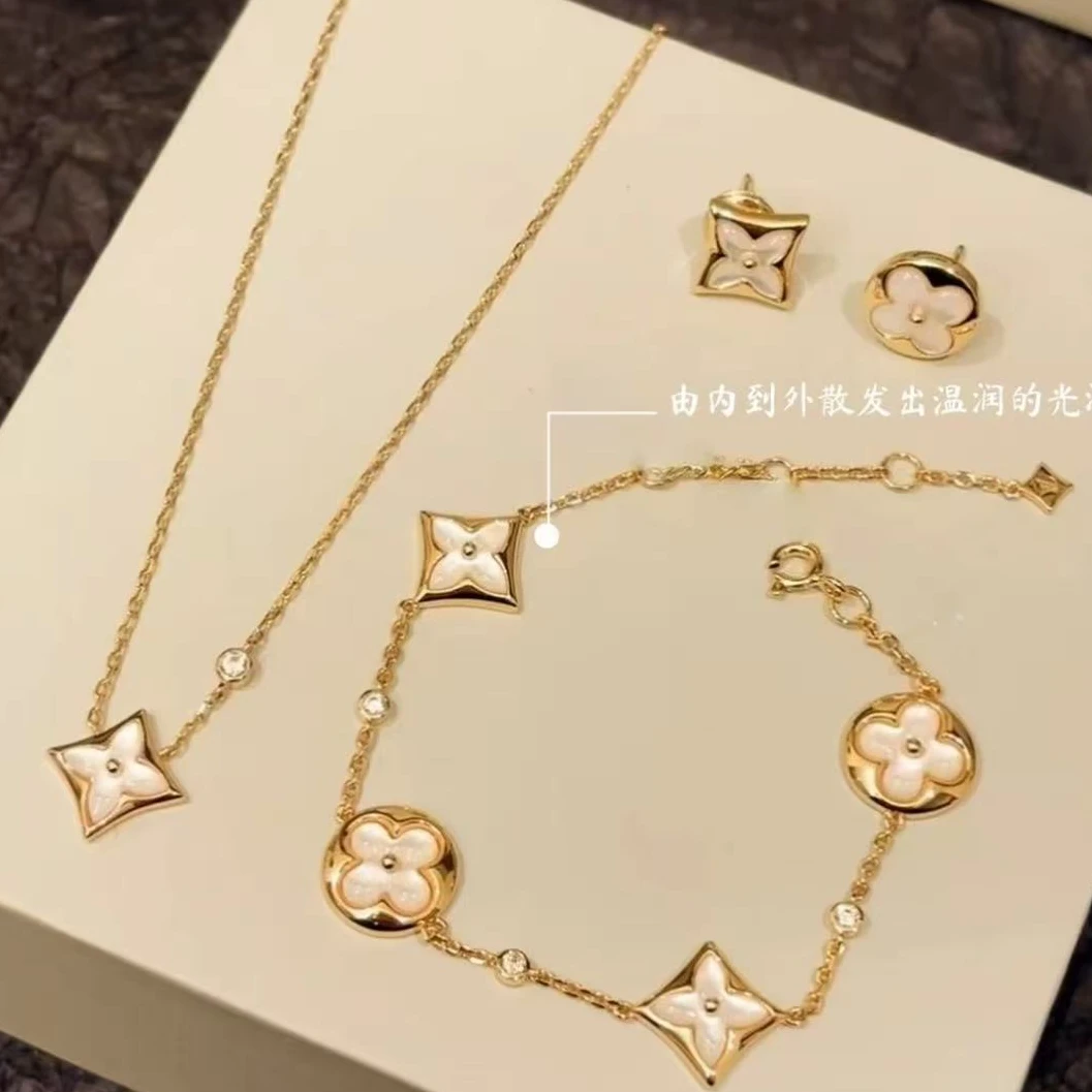 手链 L家-色金色休闲风轻奢素款气质经典植物花卉项链四叶草