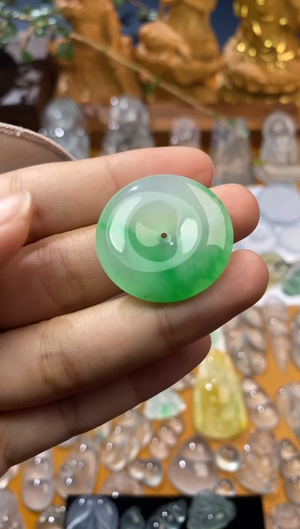 【闪购商品】定制翡翠未镶嵌平安扣27.7*5.7