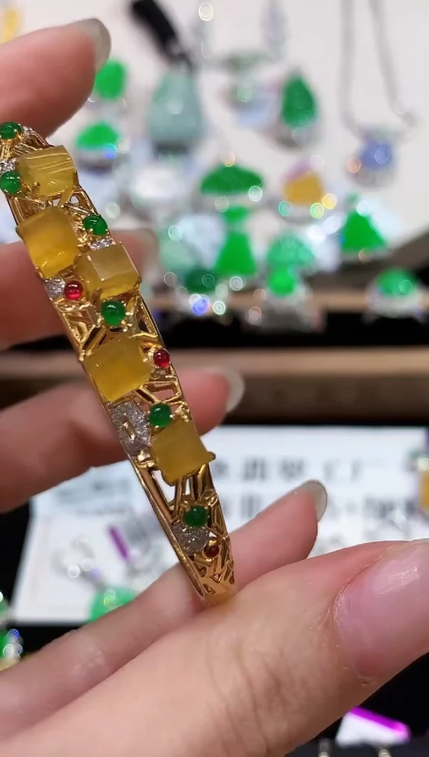 18K金镶嵌手镯翡翠YS多样性发其一