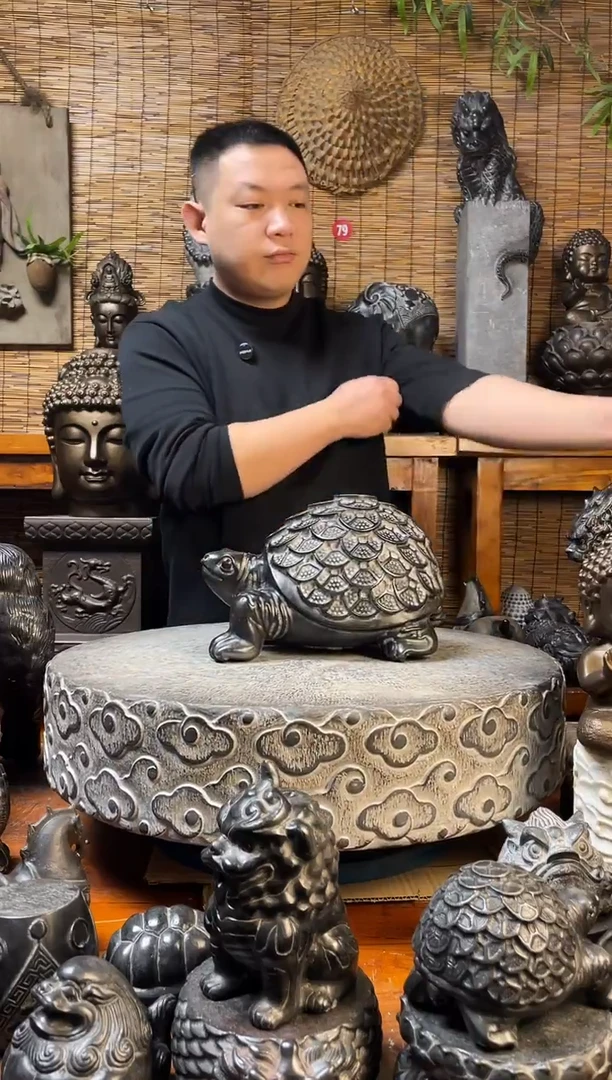 石材天然青石雕刻30金钱龟