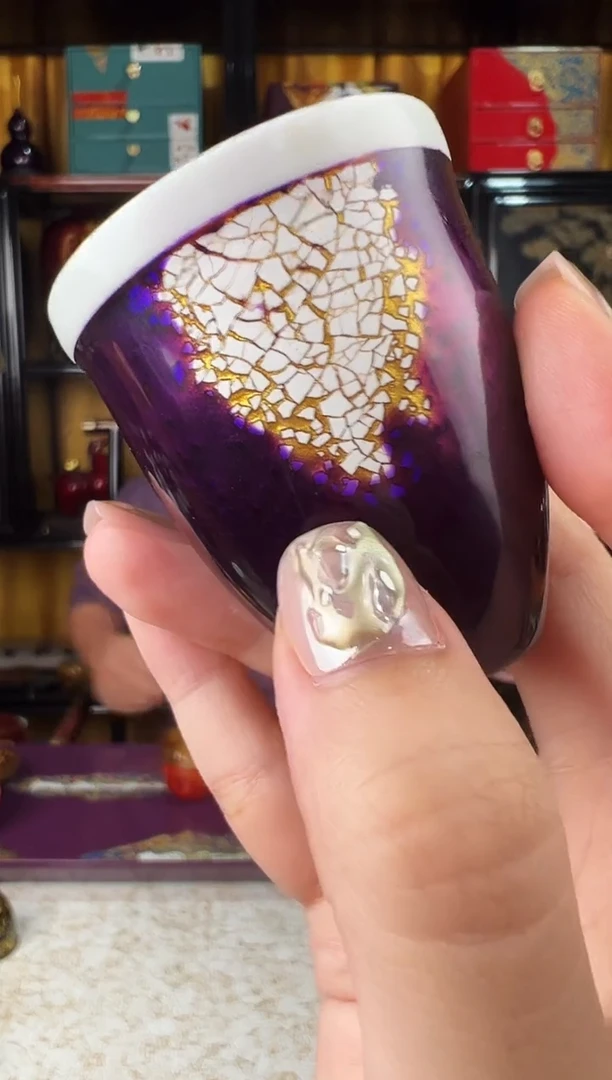 紫宝砂蛋壳镶嵌未央杯-太古大漆