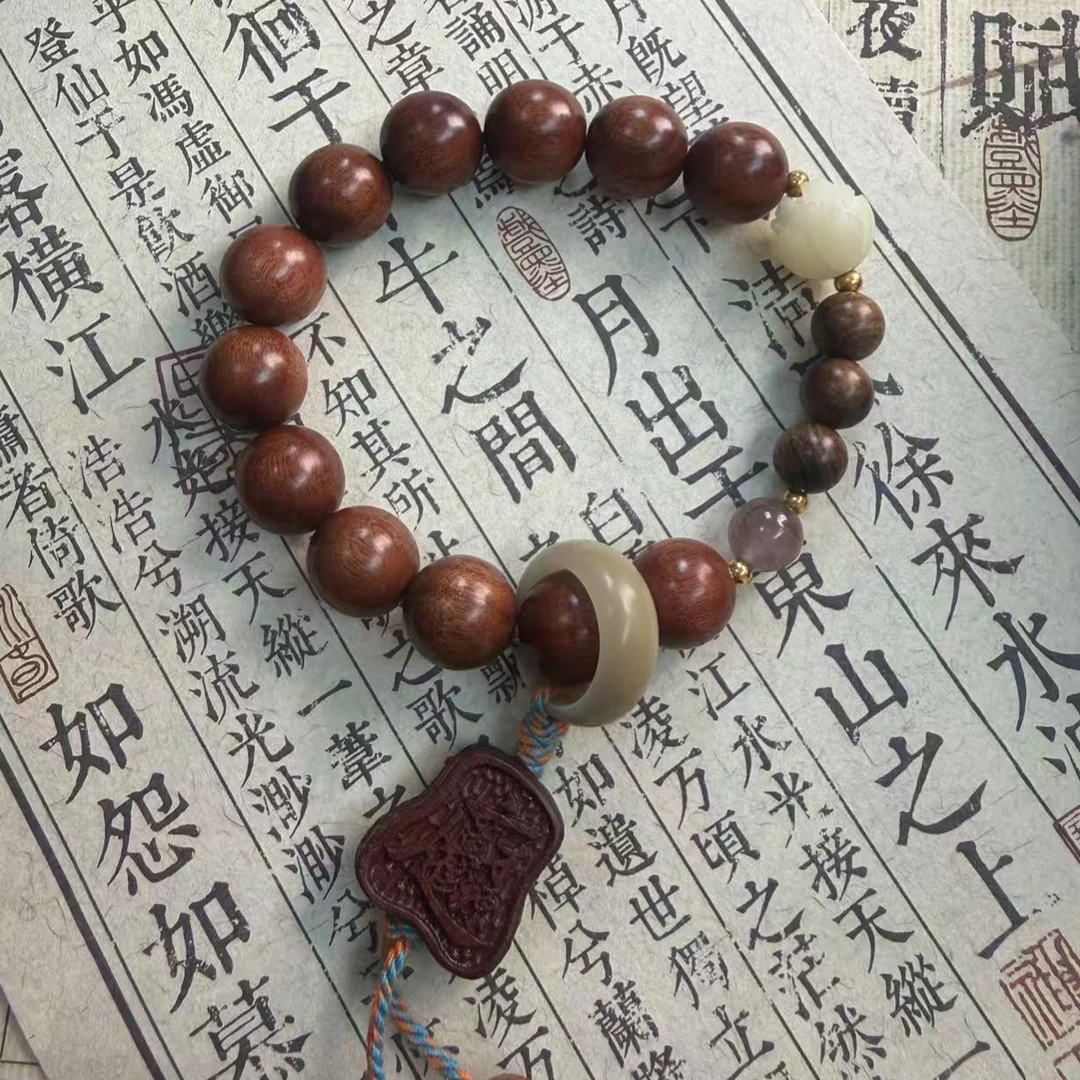 【老佛爷】6048-檀木招财进宝跑环手串